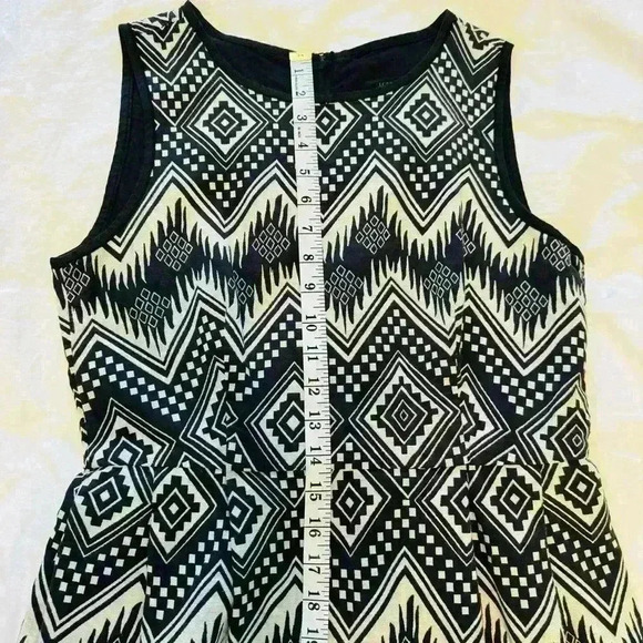 J Crew women’s dress 6 diamond ikat midi gray cream black belted excel pre-owned - Picture 7 of 14